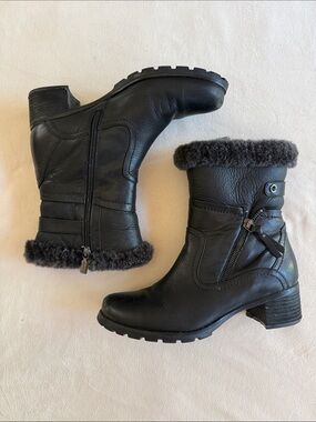 Blondo Waterproof Black Snow Boots Fur Lined Faux Leather Fur Boots size 9